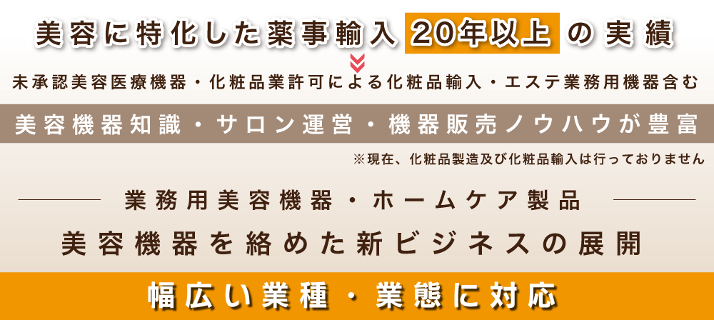 美容機器輸入の実績